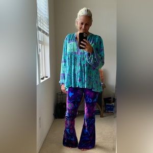 Flare Street Purple Velvet Wide Leg Pants